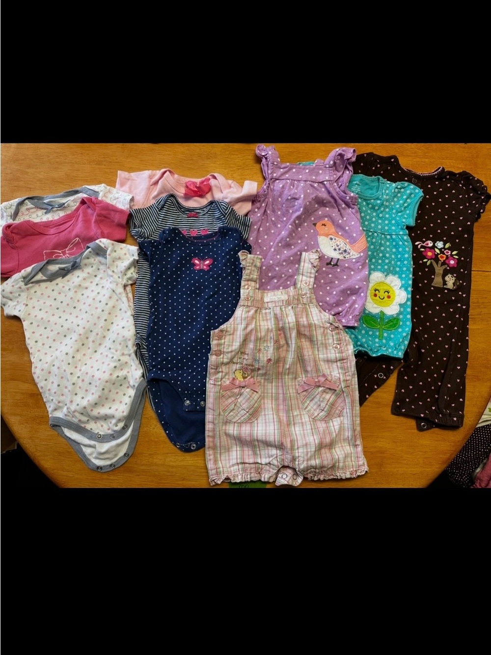 Mixed Baby Girls Clothing Lot - Navy Polka Dot, Pink Plaid, Purple